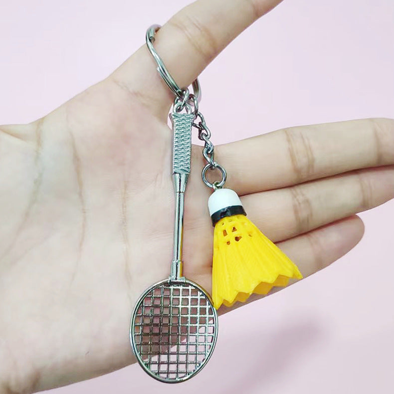 Wholesale Creative Simulation Badminton Metal Racket Keychain